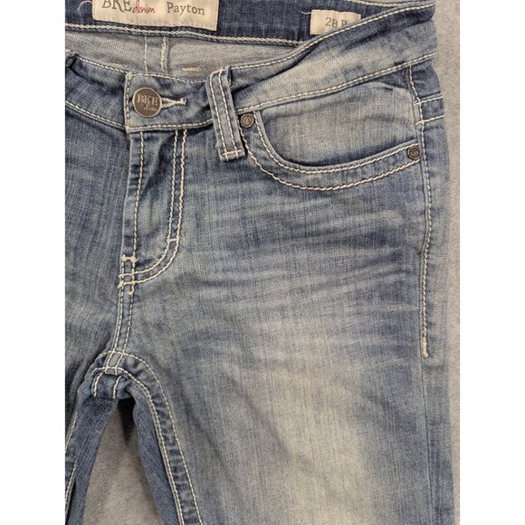 BKE Jeans Womens SZ 28 Blue Payton Slim Straight Embroidered Distressed Whiskers - Picture 3 of 15